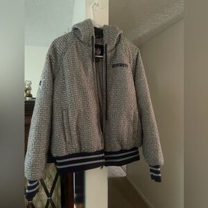 Dallas Cowboys Women’s NFL Hooded Coat - Colors:  Silver and Navy Blue - Size XL